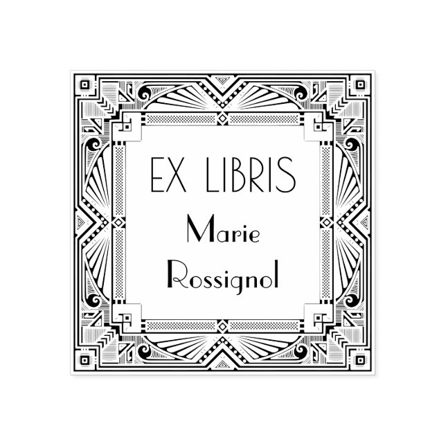 Carimbo De Borracha Chic French Art Deco Type Personal Name Ex Libris (Impressão)