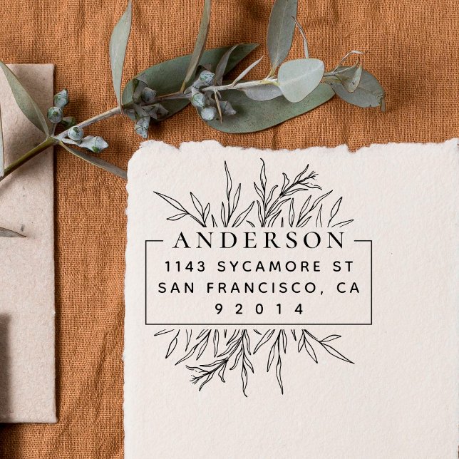 Carimbo De Borracha Chic Meadow deixa o nome do lado da mão (Criador carregado)