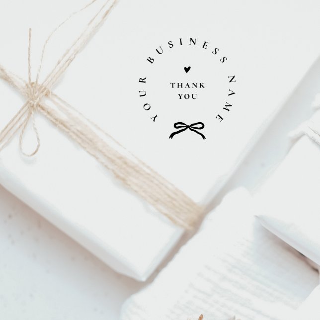 Carimbo De Borracha Chic Ribbon Round Elegant Business Name Thank You (Criador carregado)