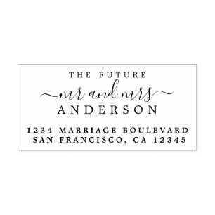 Carimbo De Borracha Chic Script Future Sr. Dr. Wedding Return Endereç