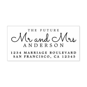 Carimbo De Borracha Chic Script Future Sr. Dr. Wedding Return Endereço