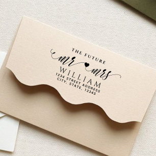 Carimbo De Borracha Chic Script Future Sr. Dr. Wedding Return Endereço