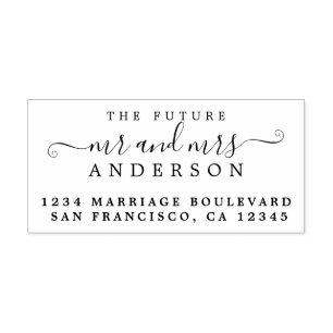 Carimbo De Borracha Chic Script Future Sr. Dr. Wedding Return Endereço
