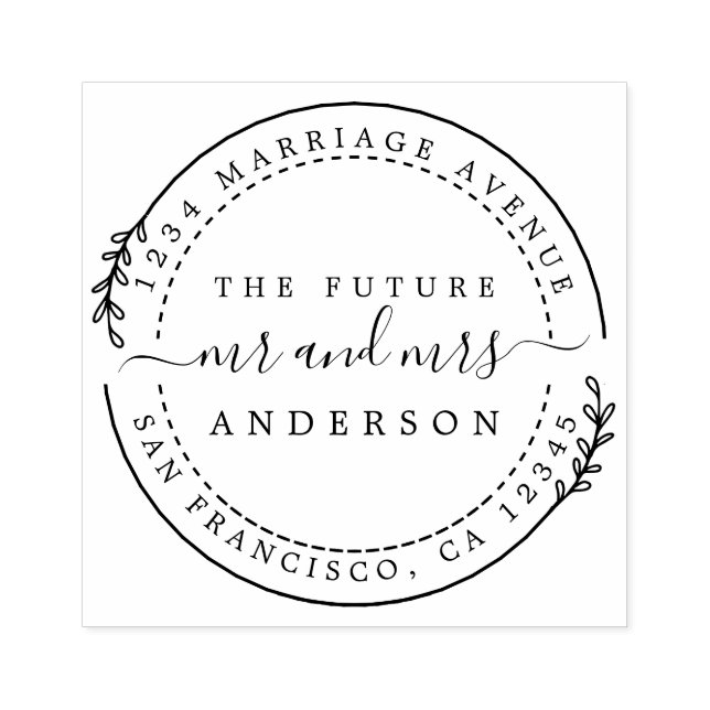 Carimbo De Borracha Chic Script Future Sr. Redondo Endereço da Sra. Re (Impressão)