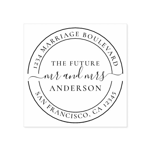 Carimbo De Borracha Chic Script Future Sr. Redondo Endereço da Sra. Re (Impressão)