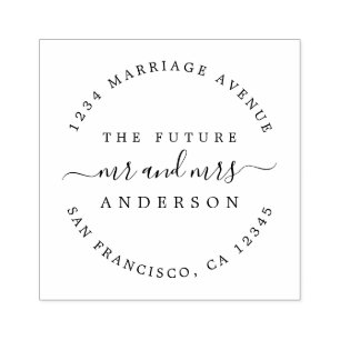 Carimbo De Borracha Chic Script Future Sr. Redondo Endereço da Sra. Re