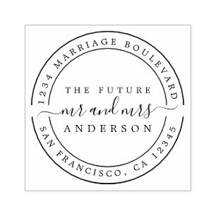 Carimbo De Borracha Chic Script Future Sr. Redondo Endereço da Sra. Re