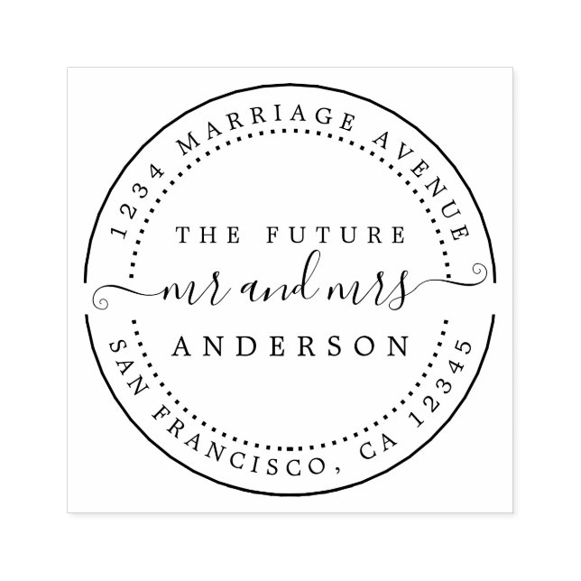 Carimbo De Borracha Chic Script Future Sr. Redondo Endereço da Sra. Re (Impressão)