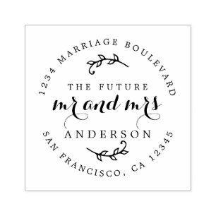 Carimbo De Borracha Chic Script Future Sr. Round Return Endereço