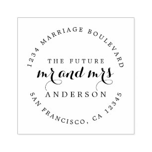 Carimbo De Borracha Chic Script Future Sr. Round Return Endereço