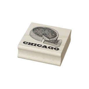 Carimbo De Borracha Chicago Deep Dish Pepperoni Queijo Pizza Pie Fatia