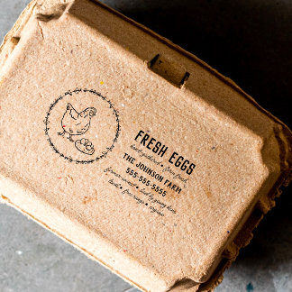 Carimbo De Borracha Chicken Name Family Farm Egg Carton Rubber Stamp