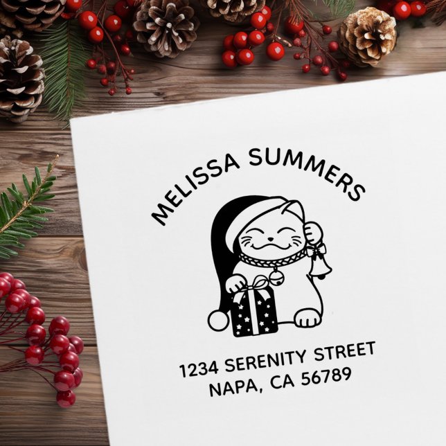 Carimbo De Borracha Christmas Cat Arch Address (Criador carregado)