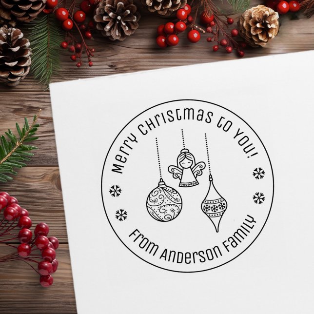 Carimbo De Borracha Christmas Ornaments Family Name (Criador carregado)