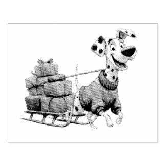 Carimbo De Borracha Christmas puppy with Sled