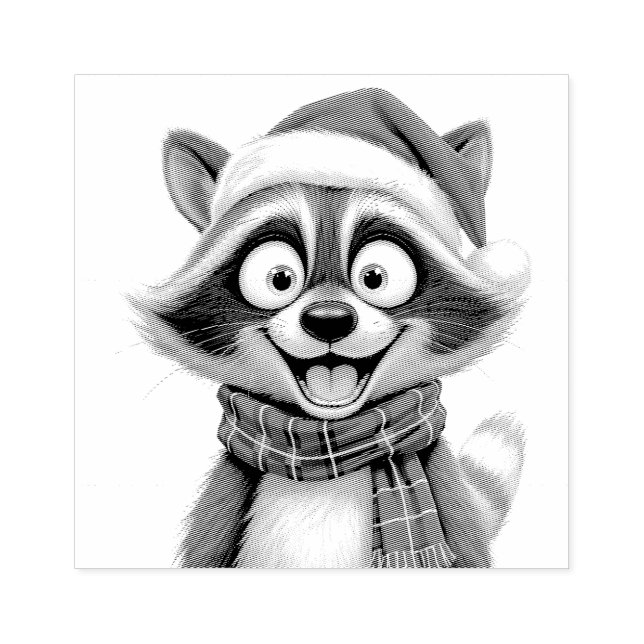 Carimbo De Borracha Christmas Raccoon (Impressão)