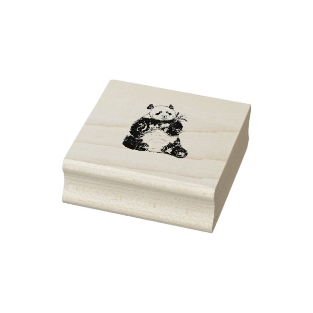 Carimbo De Borracha Chubby Panda Bear com Bamboo (Carimbo)