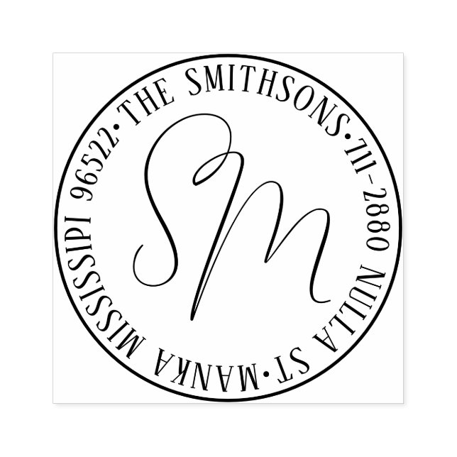 Carimbo De Borracha Circular de Endereço de Retorno do Nome da Família (Impressão)