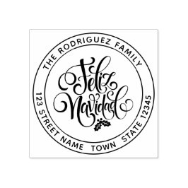 Carimbo De Borracha Circular Feliz Navidad