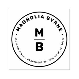 Carimbo De Borracha Circular Monograma Endereço Borracha