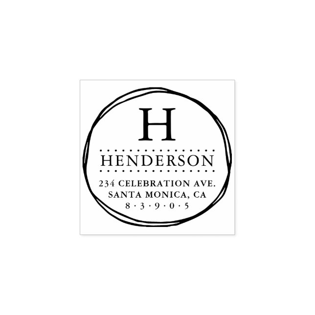 Carimbo De Borracha Circular Monograma Endereço de Devolução Russo (Impressão)