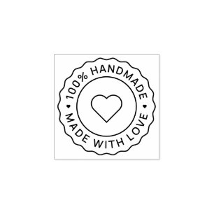 Carimbo De Borracha Círculo 100% Feito à Mão Com Amor