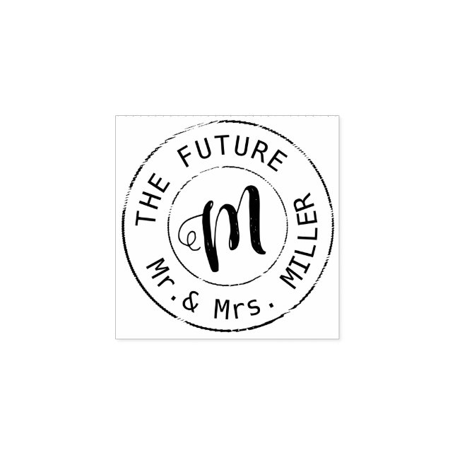 Carimbo De Borracha círculo de apelido de noiva Monograma (Impressão)