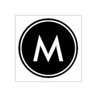 Círculo Preto Mínimo de Monograma Branco Personali