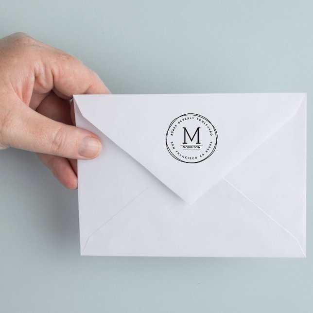 Carimbo De Borracha Círculos desenhados à mão | Endereço de devolução  (Criador carregado)