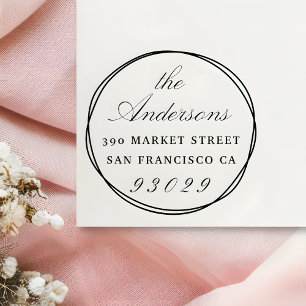 Carimbo De Borracha Círculos & endereço do remetente do roteiro do