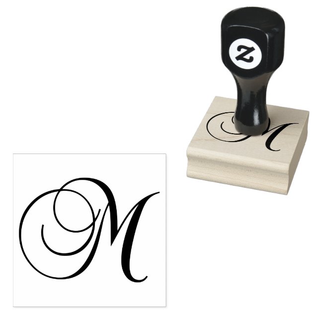 Carimbo De Borracha Classic Calligraphy Script Letter M Monogram (Carimbado)