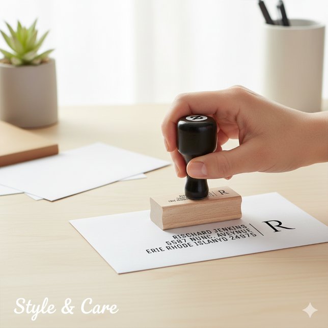 Carimbo De Borracha Classic Monogram Name Address Stylish Wooden (Classic Monogram Name Address Stylish Wooden Rubber Stamp)