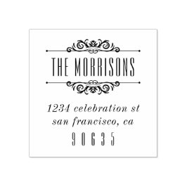 Carimbo De Borracha Clássico Deco Flourish Typografia Endereço de Devo