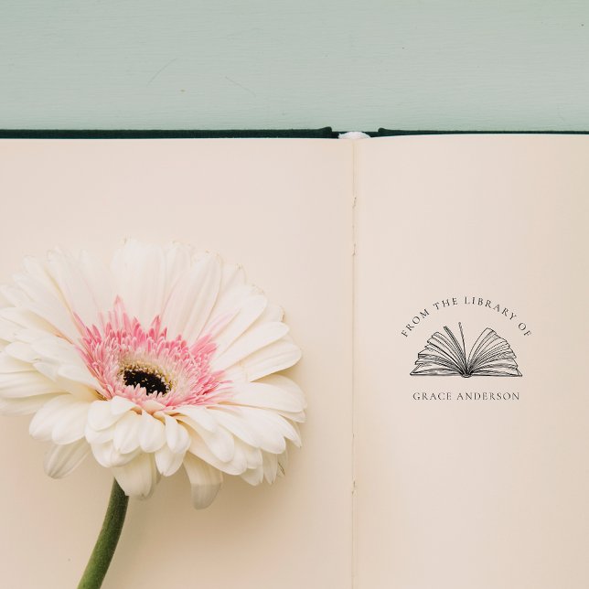 Carimbo De Borracha Clássico Elegante Da Biblioteca Do Nome Personaliz (Criador carregado)