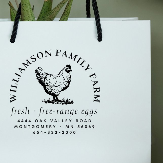 Carimbo De Borracha Clássico Grande Hen Ovo Cartonagem Endereço de Dev (Criador carregado)