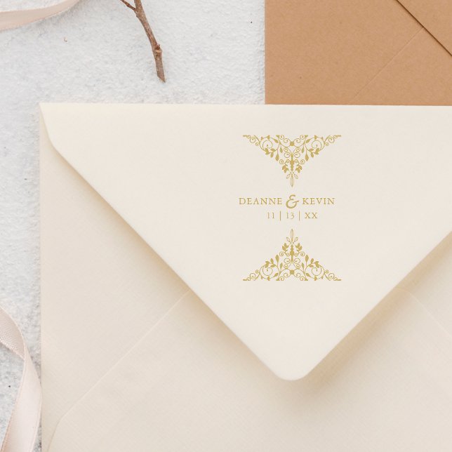 Carimbo De Borracha Clássico Ornamento de Casamento Sofisticado e Eleg (Criador carregado)