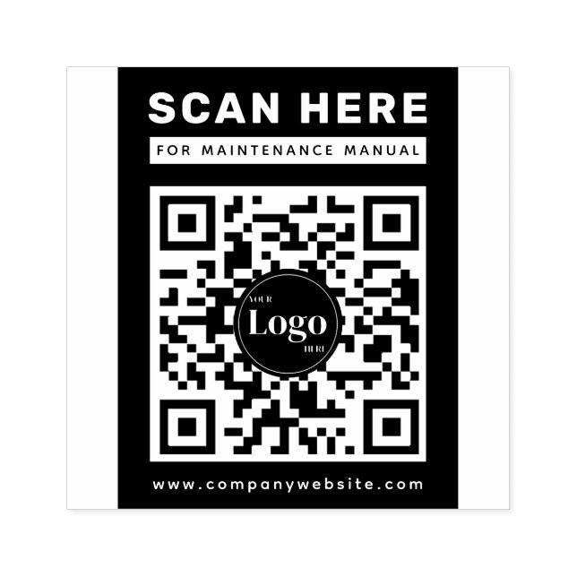 Carimbo De Borracha Código Qr do Logotipo Empresarial Scan Me Manual d (Impressão)