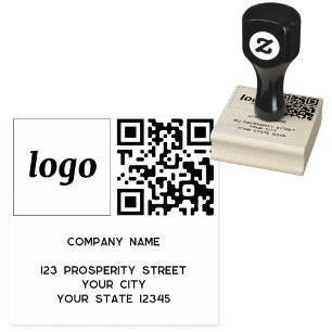 Carimbo De Borracha Código QR do Logotipo Simples Endereço de Devoluçã
