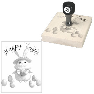 Carimbo De Borracha Coelhinho de Páscoa bonito 01