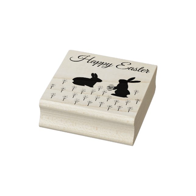 Carimbo De Borracha Coelhinhos de Páscoa e Daffodils - Fácil Personali (Carimbo)
