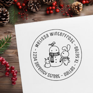 Carimbo De Borracha Coelho Bonito Adicionando Cenoura ao Endereço Redo