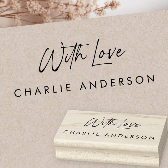 Carimbo De Borracha Com a assinatura do amor elegante (With love elegant script signature rubber stamp)
