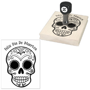 Carimbo De Borracha Com texto personalizado Sugar Skull ☠️ Día de Muer