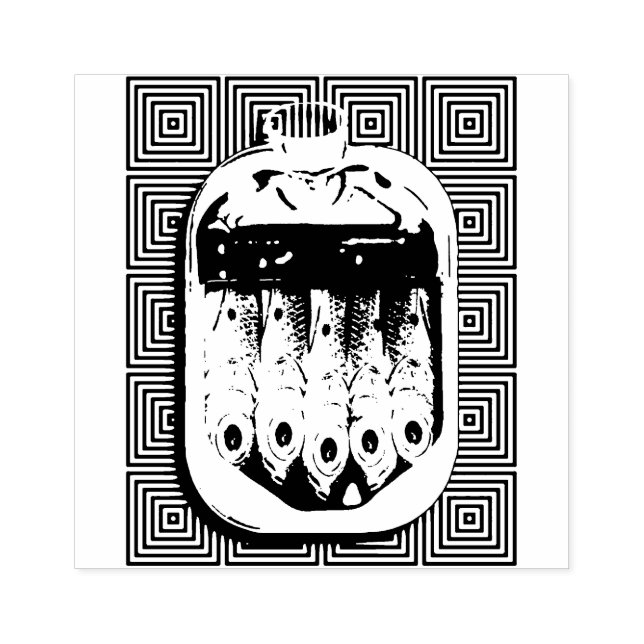 Carimbo De Borracha Como Sardinhas em lata (Impressão)