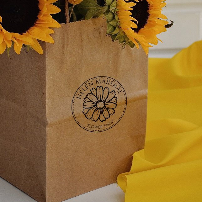 Carimbo De Borracha Compro de Flores Moderno, Pequenas Empresas Person (Criador carregado)