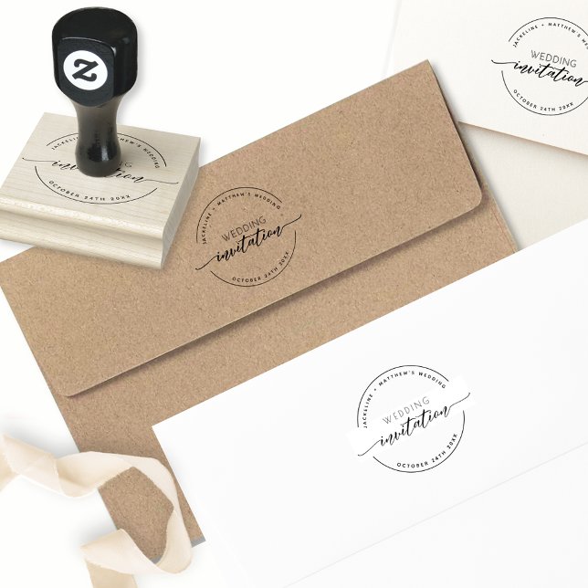 Carimbo De Borracha Convite De Casamento Personalizado, Escrita Modern (Criador carregado)