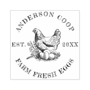 Carimbo De Borracha Coop de frango da família rustic Fazenda fresca de