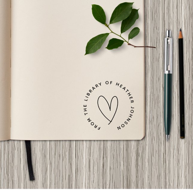 Carimbo De Borracha Coração Bastante Simples Do Livro Personalizado Da (Criador carregado)