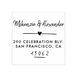 Carimbo De Borracha Coração e Nomes Manuscritos Cortantes Cortês Ender