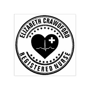 Carimbo De Borracha Coração ECG do selo da enfermeira diplomada com